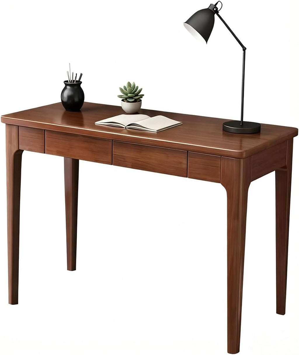 Mid Century Moderner Schreibtisch aus Massivholz, Vintage-Schreibtisch mit Aufbewahrungsschublade für kompaktes Heimbüro (120 cm)