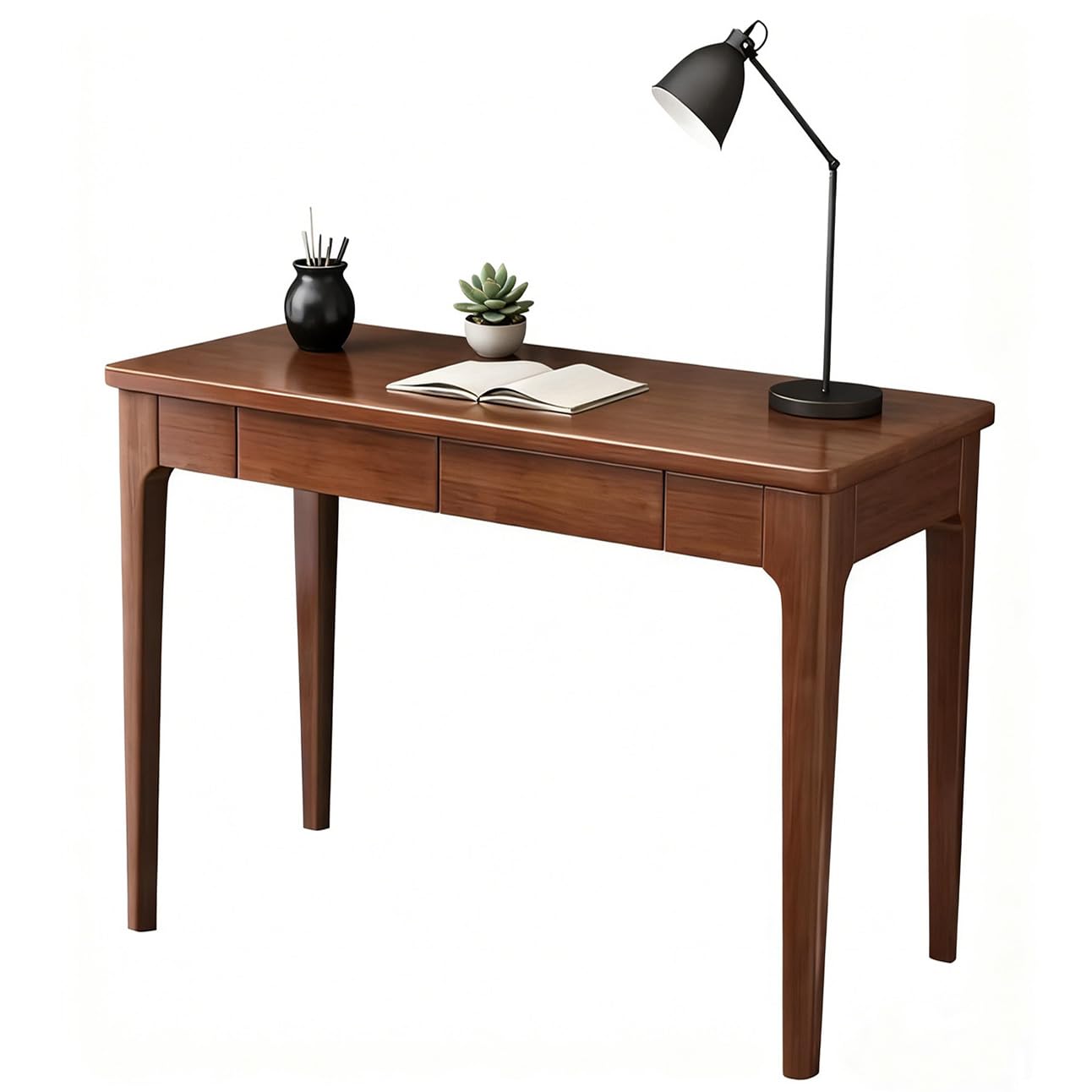 Mid Century Moderner Schreibtisch aus Massivholz, Vintage-Schreibtisch mit Aufbewahrungsschublade für kompaktes Heimbüro (120 cm)