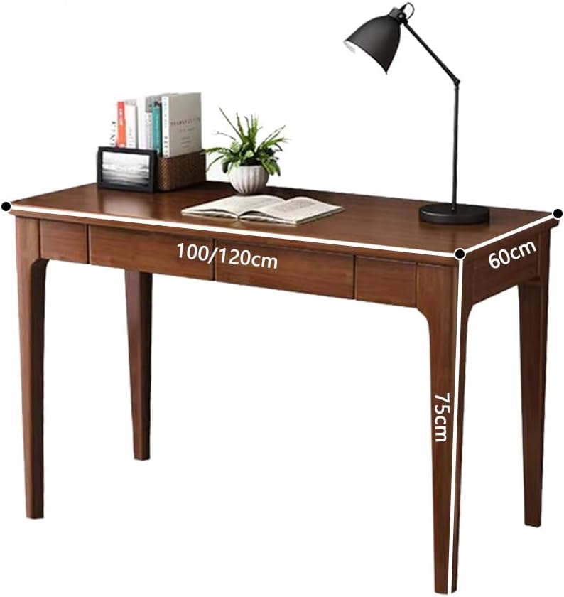 Mid Century Moderner Schreibtisch aus Massivholz, Vintage-Schreibtisch mit Aufbewahrungsschublade für kompaktes Heimbüro (120 cm)