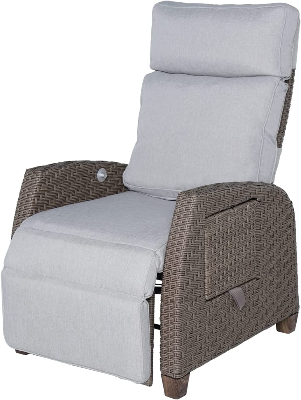 Grand patio Relaxliege Rattan Sonnenliege mit Verstellbarer Rückenlehne & Sitzkissen, Outdoor Liegesessel Braun/Dunkelgrau