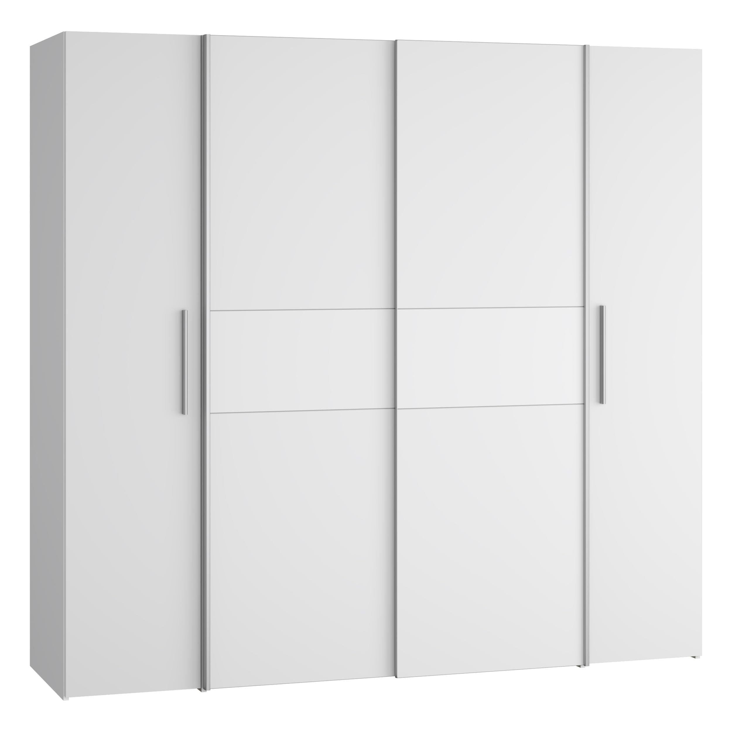 Forte Kalixtus Kleiderschrank mit Schwebetüren – Moderner 4-türiger Kleiderschrank aus Holzwerkstoff mit Kleiderstange & Einlegeböden