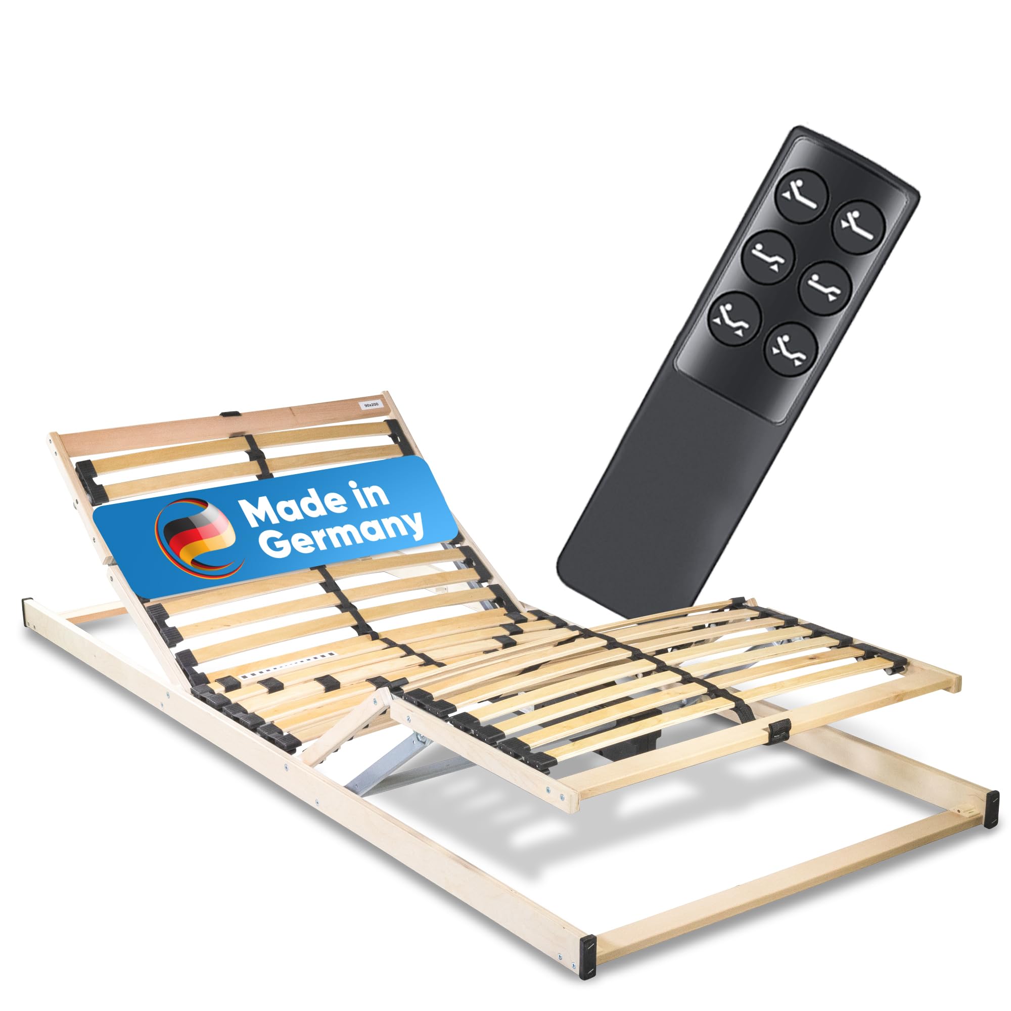 RehaSleep Elektrischer Lattenrost Komfort 28 Leisten Birkenholz verstellbar 7 Zonen ergonomisch Naturholz