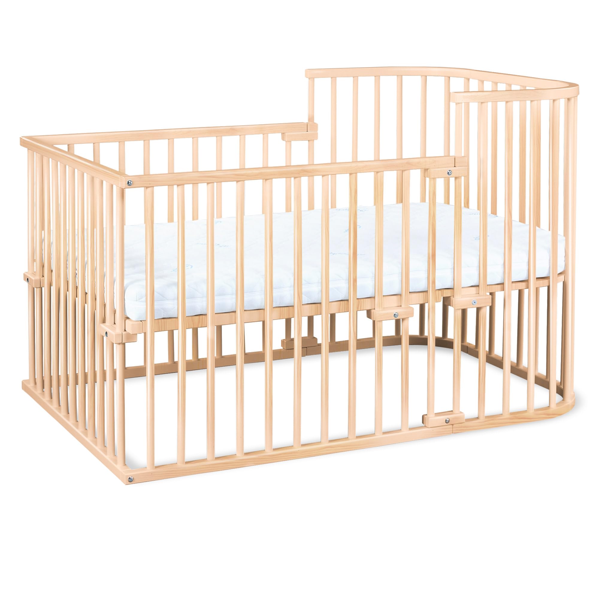 babybay Original Beistellbett aus massivem Buchenholz mit Matratze – Höhenverstellbares mitwachsendes Babybett