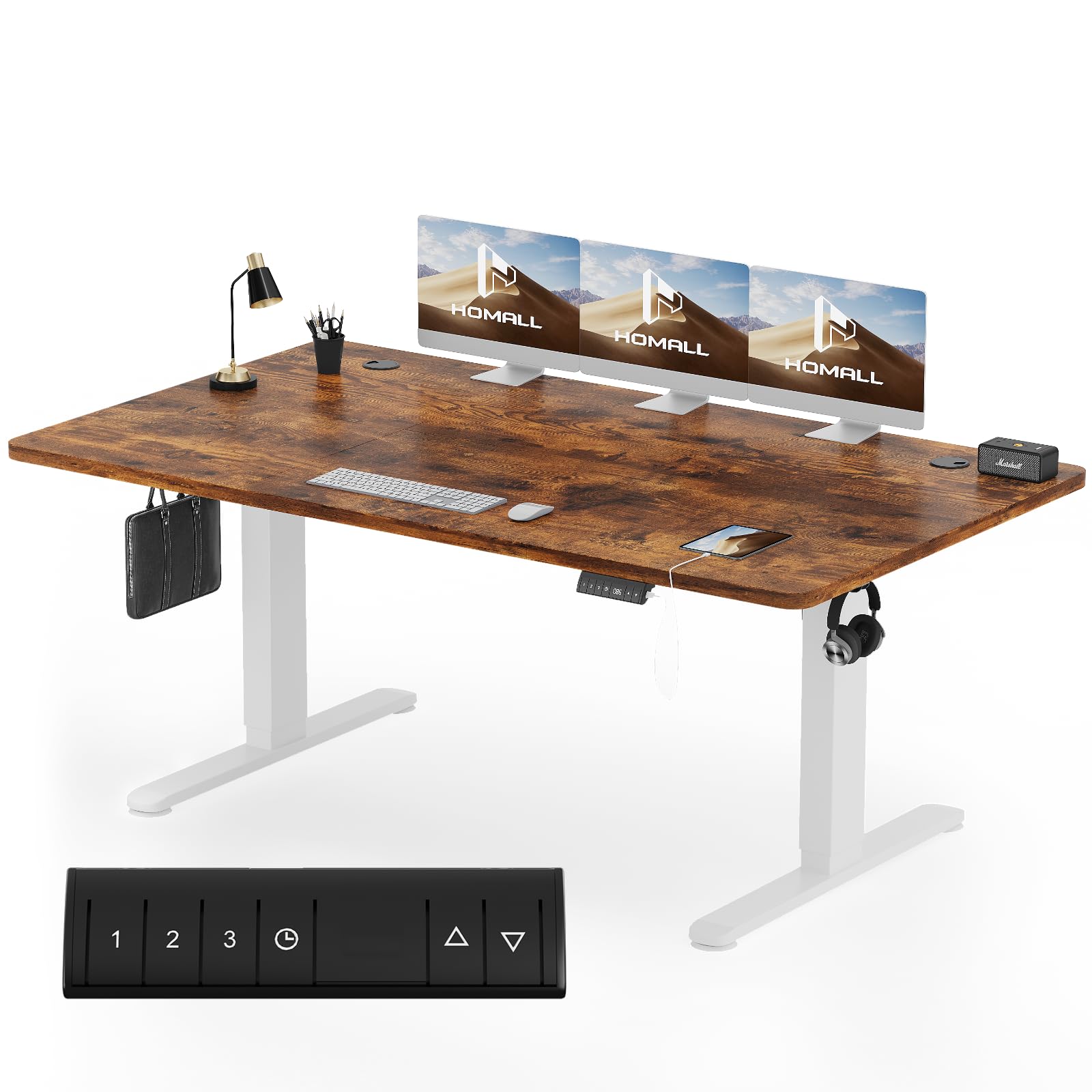 Homall Elektrischer Schreibtisch höhenverstellbar mit USB & Kabelmanagement – Standing Desk mit Memory-Funktion Weiß